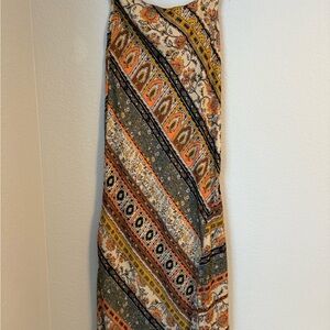 Free People Multicolor Bohemian Satin Midi/Maxi Skirt